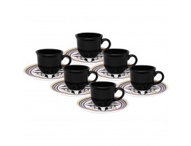 Conjunto com 6x Xícaras/Pires de Café Expresso 65ml Floreal Luiza - Oxford