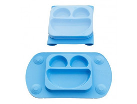 Prato Infantil Smile Silicone Azul - Mimo Style