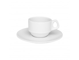 Conjunto com 6x Xícaras/Pires Empilhável de Café Expresso 75ml Branco - Oxford