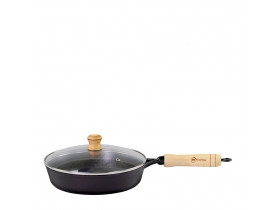 Frigideira Wok Ferro Fundido Ø24cm com Tampa de Vidro - Santana