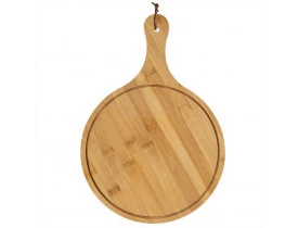 Tabua Gourmet Redonda com Alça Ø26cm em Bambu - Mimo Style