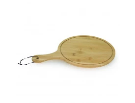Tabua Gourmet Redonda com Alça Ø30cm em Bambu - Mimo Style